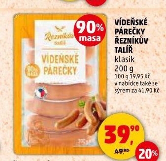 Vídeňské párečky Řezníkův talíř
