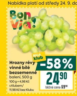 Hrozny bílé bezsemenné Billa Bonvia