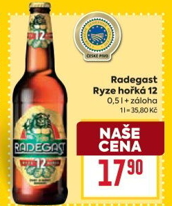 Pivo světlý ležák 12° Ryze hořká Radegast