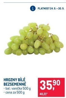 Hrozny bílé bezsemenné