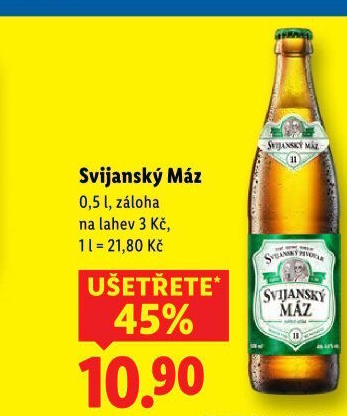 Pivo světlý ležák 11° Svijanský Máz Svijany