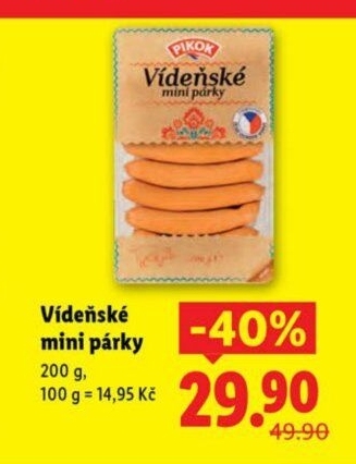 Párky vídeňské mini Pikok