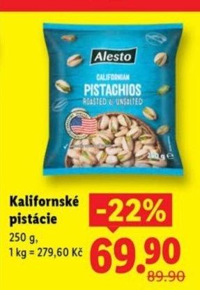 Pražené pistácie kalifornské Alesto