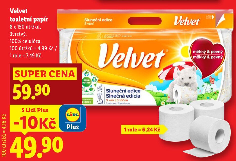 Toaletní papír 3vrstvý Velvet