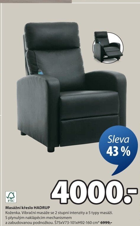 Masážní křeslo Hadrup