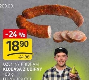Klobása z udírny Příbramská uzenina