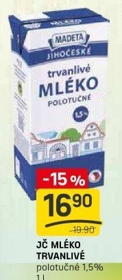 Mléko trvanlivé Jihočeské Madeta - 1,5% polotučné