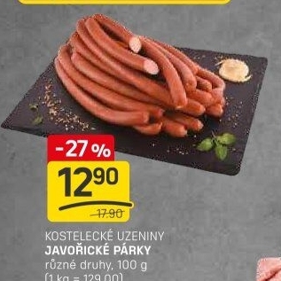 Párky javořické Kostelecké uzeniny