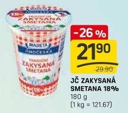 Smetana zakysaná Jihočeská Madeta 18%