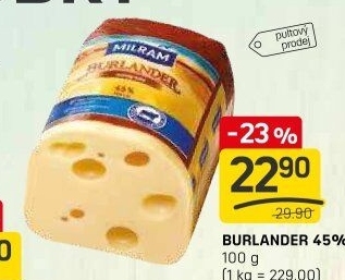 Sýr Burlander 45% Milram