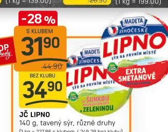 Tavený sýr Jihočeské Lipno Madeta