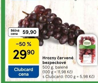 Hrozny červené bezsemenné The Grower'