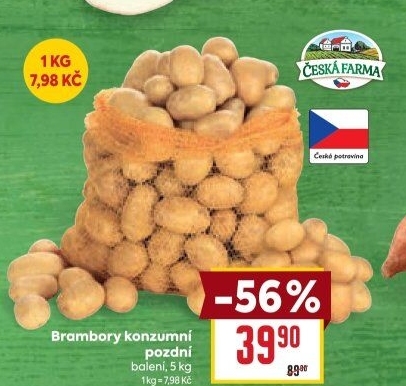 Brambory konzumní pozdní Česká farma
