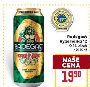 Pivo světlý ležák 12° Ryze hořká Radegast