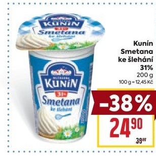 Smetana ke šlehání Mlékárna Kunín 31%