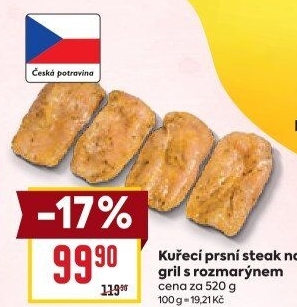 Kuřecí prsní steak s rozmarýnem