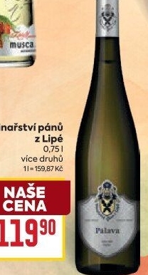 Vína Vinařství Pánů z Lipé
