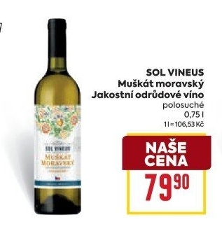 Víno Muškát moravský Sol Vineus