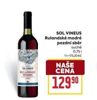Víno Rulandské modré Sol Vineus - pozdní sběr