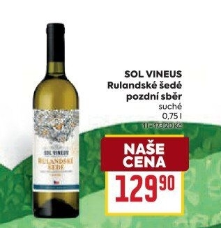 Víno Rulandské šedé Sol Vineus - pozdní sběr