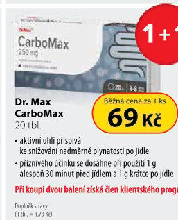 Tablety aktivní uhlí CarboMax Dr.Max