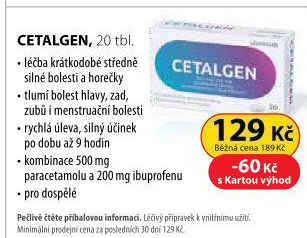 Tablety proti bolesti Cetalgen