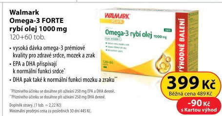 Walmark Omega-3 FORTE rybí olej 1000 mg, 120 + 60 tob.