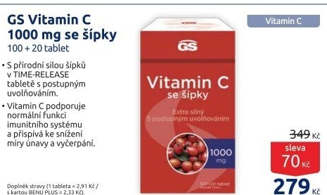 Doplněk stravy Vitamin C 1000 se šípky GS