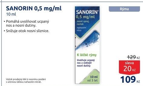 Nosní sprej 0,5 mg/ml Sanorin