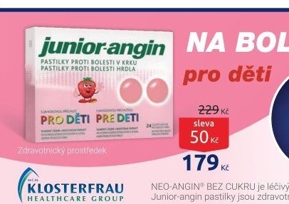 Pastilky proti bolesti v krku Junior Angin