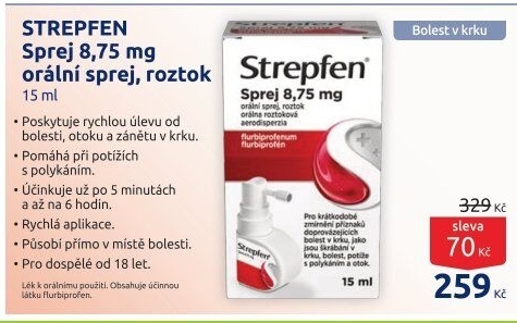 Sprej proti bolesti v krku Strepfen