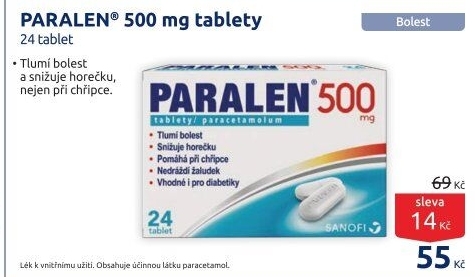 Tablety proti horečce a bolesti 500 Paralen