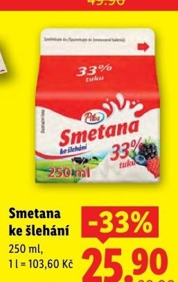 Smetana ke šlehání Pilos 33%