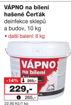 Hašené vápno Čerťák Barvy a laky Hostivař