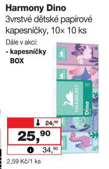 Kapesníčky papírové dětské 3vrstvé Harmony