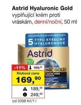 Krém pleťový proti vráskám Hyaluronic Gold Astrid