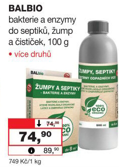 Přípravek Bakterie do žump a septiků BALbio