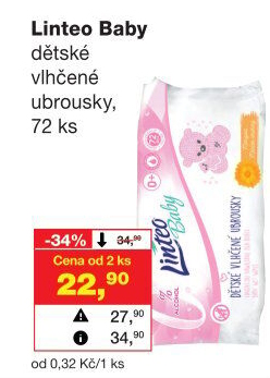 Vlhčené ubrousky dětské Linteo Baby