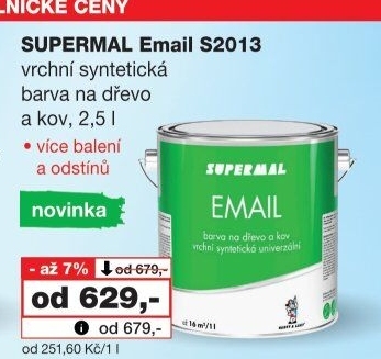 Vrchní barva na dřevo a kov Email Supermal
