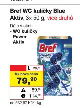 WC blok tuhý Blue Aktiv Bref