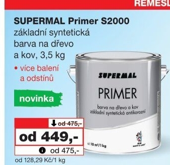 Základní barva na dřevo a kov Primer Supermal