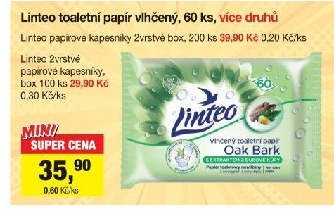 Papírové kapesníčky 2vrstvé Linteo - box