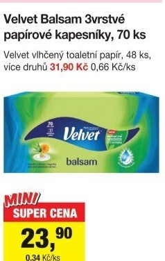 Papírové kapesníčky 3vrstvé Velvet - box