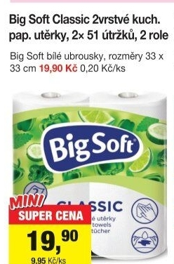 Utěrky kuchyňské 2vrstvé Classic Big Soft