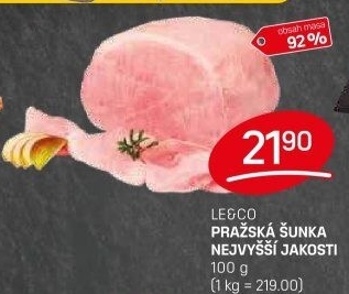 Šunka pražská nejvyšší jakosti LE&amp