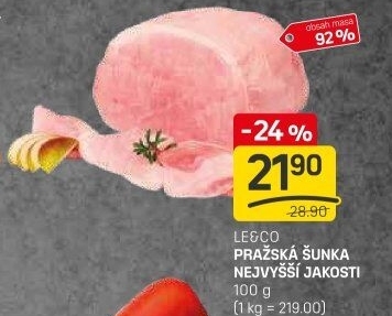 Šunka pražská nejvyšší jakosti LE&amp