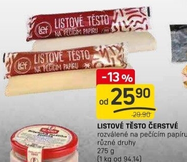 Těsto listové rozválené Lef