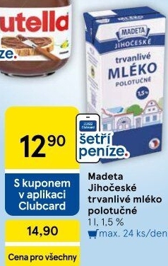 Mléko trvanlivé Jihočeské Madeta - 1,5% polotučné