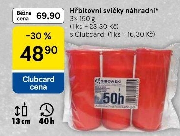 Svíčky hřbitovní Gibowski - náplň