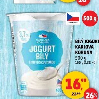 Bílý jogurt Karlova Koruna